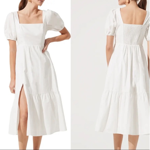 ASTR the label Poplin Tiered Puff Sleeve Midi Dress - Picture 2 of 8